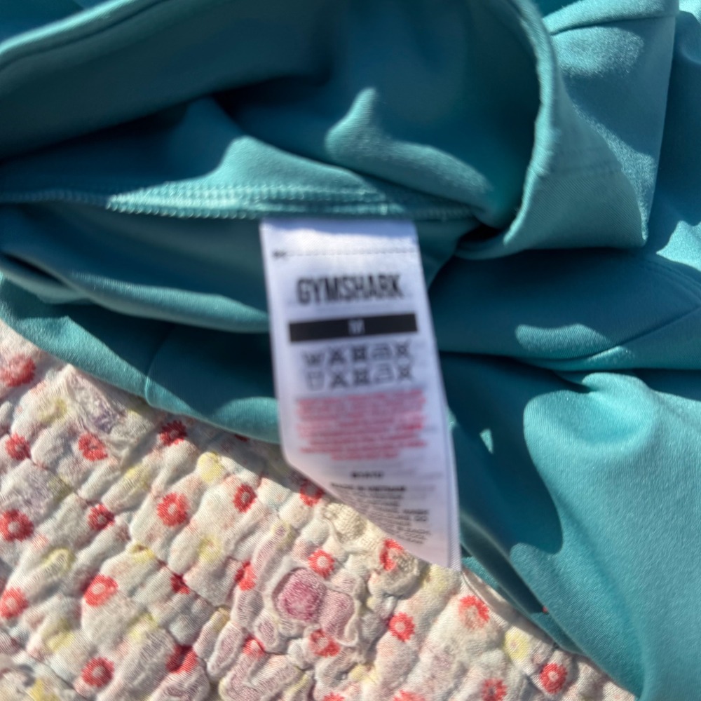Gymshark Womens High Waisted Cropped Leggings Teal Green Size M Workout Yoga - Picture 5 of 5